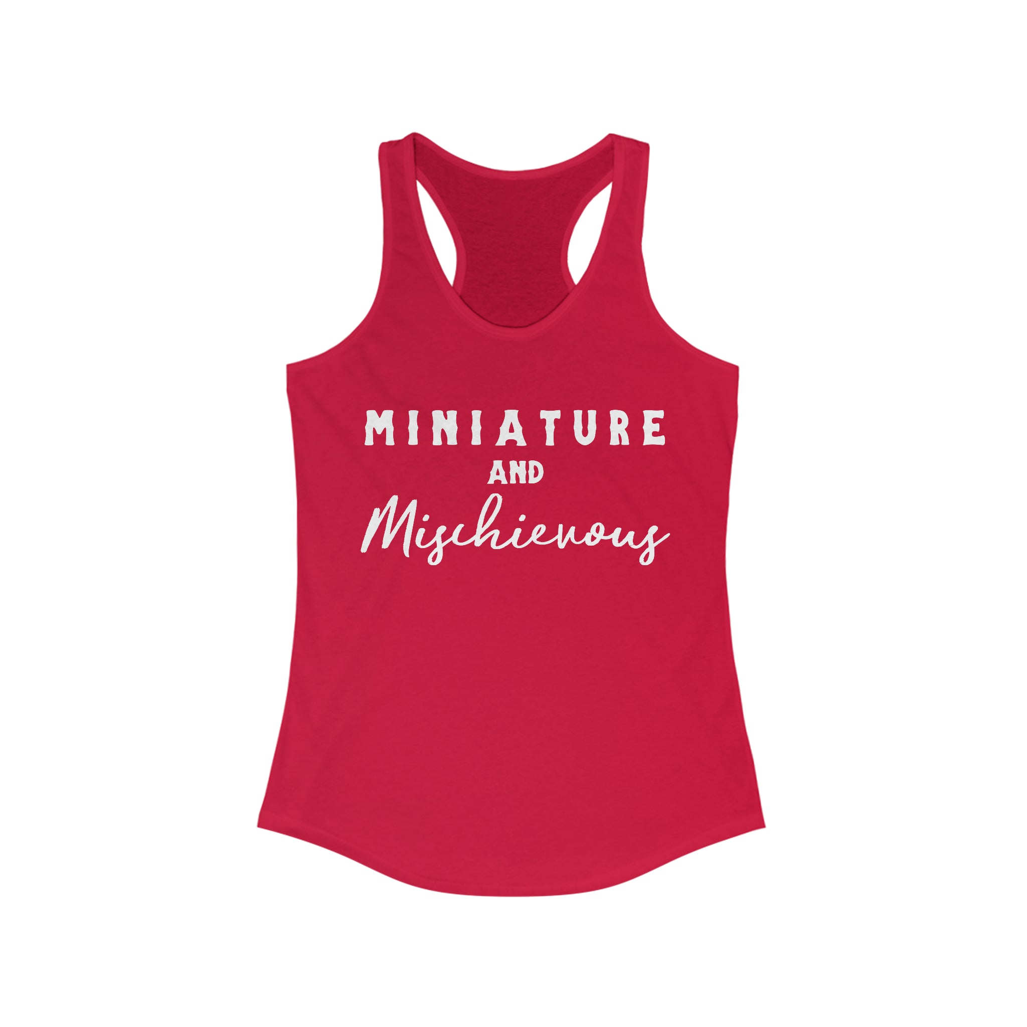Miniature & Mischievous Racerback Tank Horse Color Shirts Printify XS Solid Red 