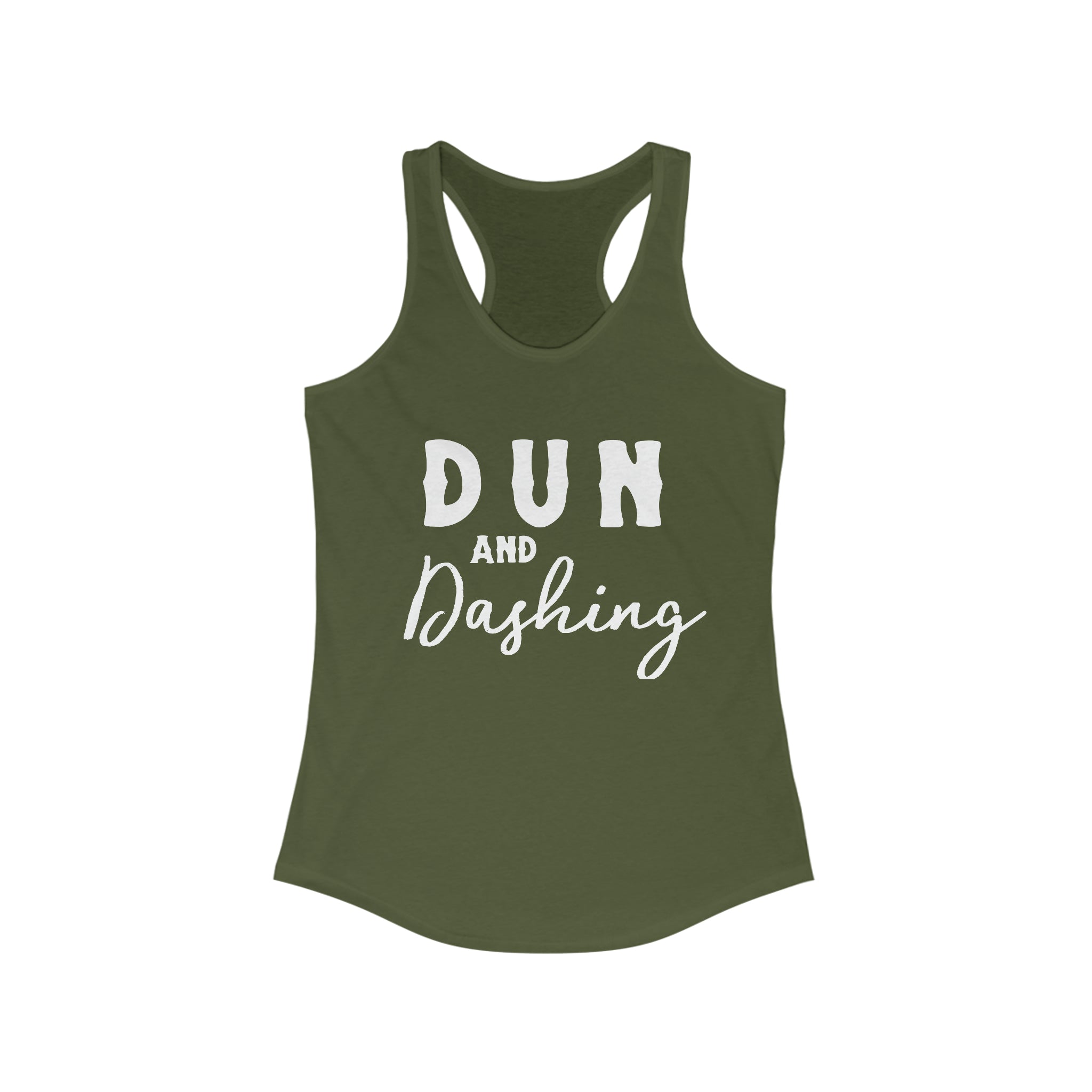 Dun & Dashing Racerback Tank Horse Color Shirts Printify XS Solid Military Green 
