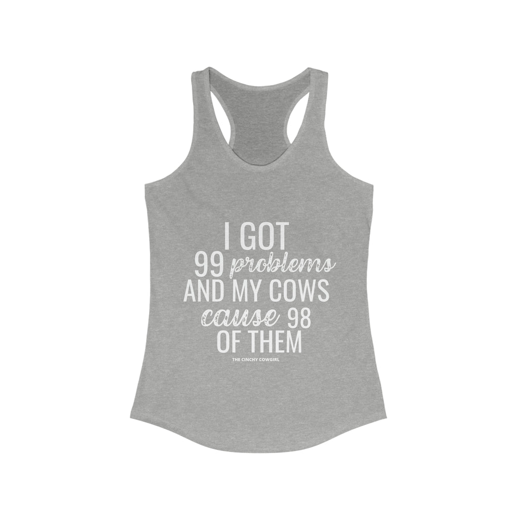 Cow Problems Racerback Tank tcc graphic tee Printify XS Heather Grey 