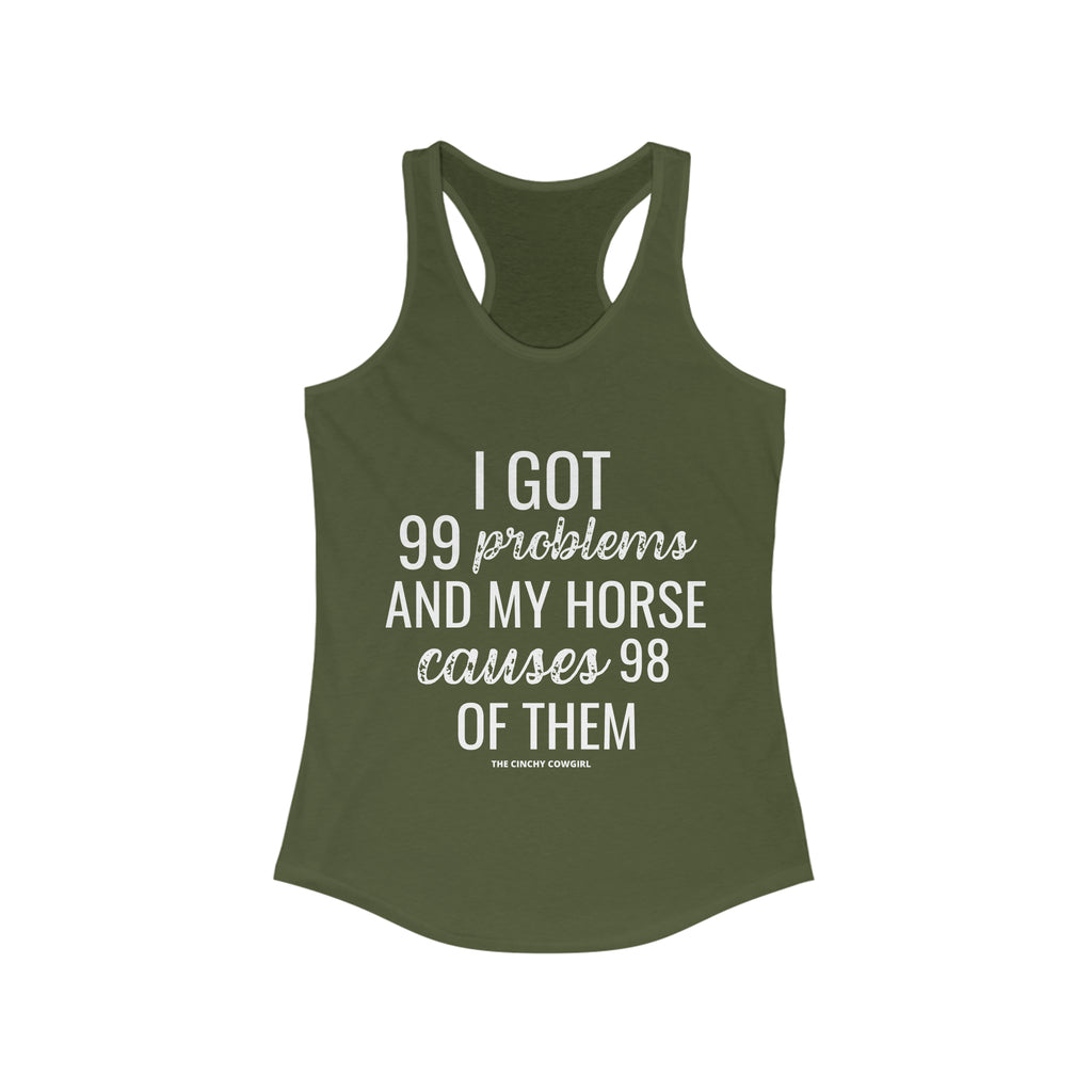 Horse Problems Racerback Tank tcc graphic tee Printify XS Solid Military Green 