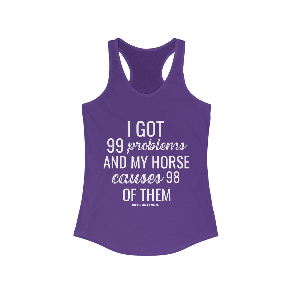 Horse Problems Racerback Tank tcc graphic tee Printify S Solid Purple Rush 