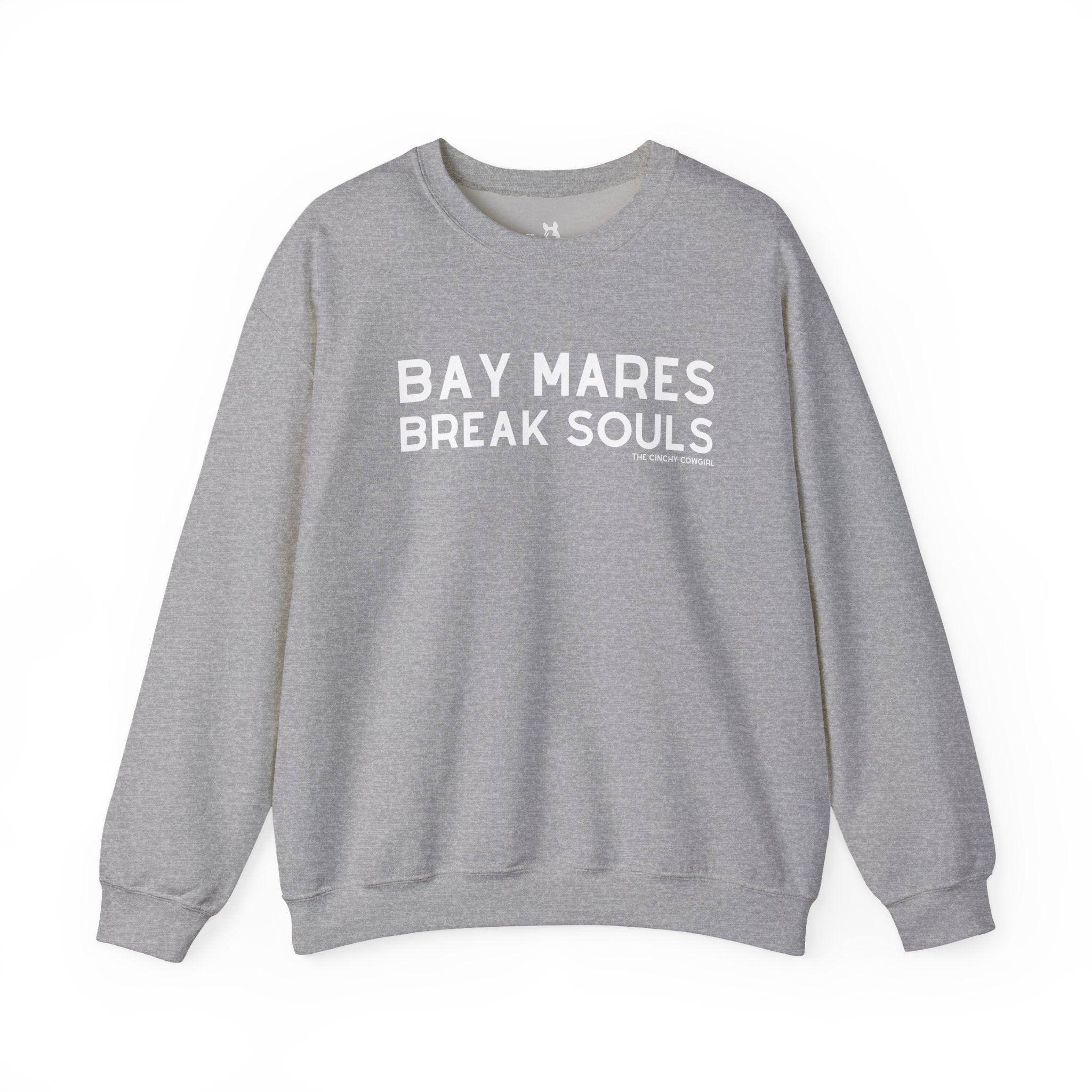 Bay Mares Break Souls Pullover Sweatshirt The Cinchy Cowgirl - Print S Sport Grey