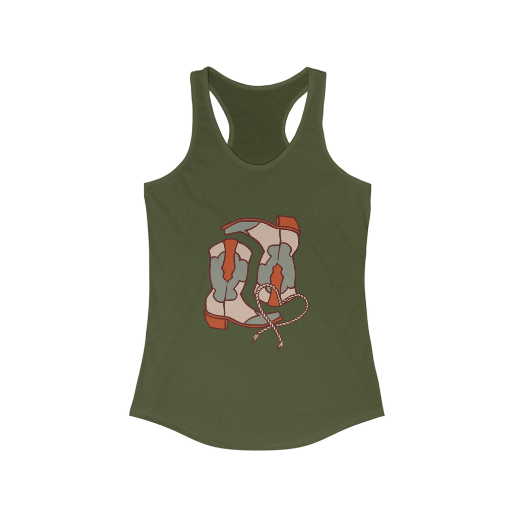 Pair A' Boots Racerback Tank tcc graphic tee Printify XS Solid Military Green 