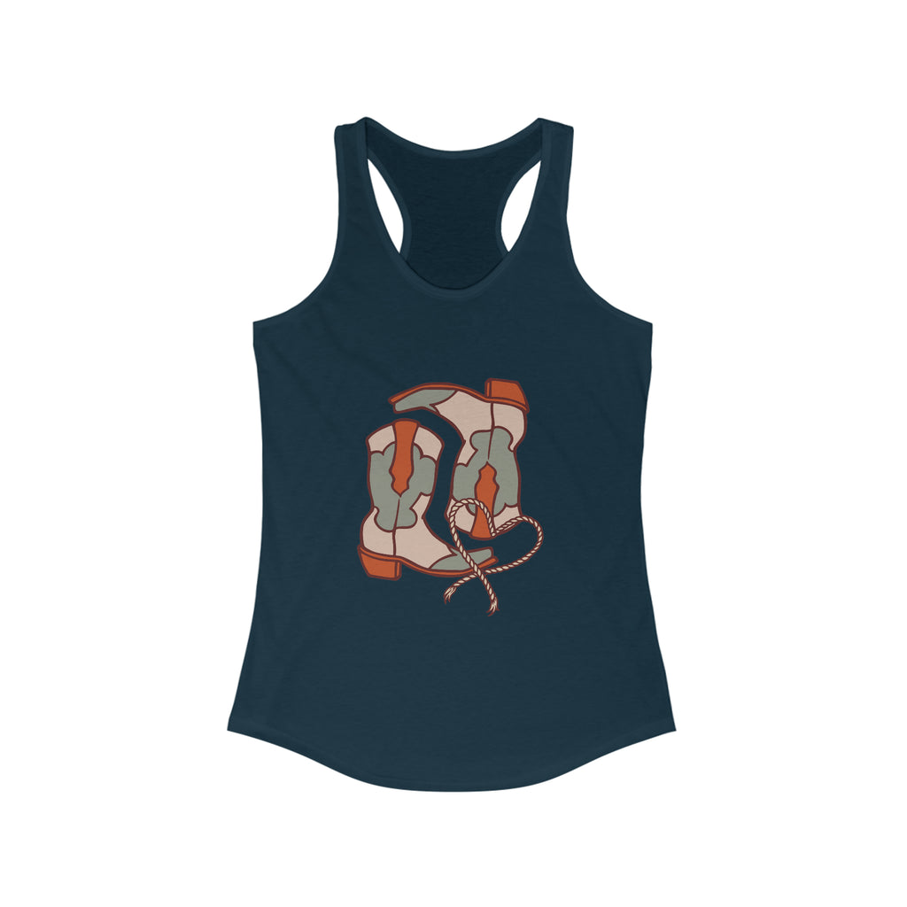 Pair A' Boots Racerback Tank tcc graphic tee Printify S Solid Midnight Navy 