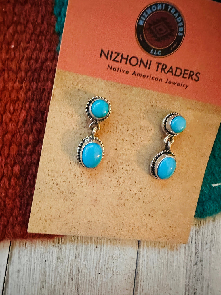 The Turquoise Dangle Earrings NT jewelry Nizhoni Traders LLC   