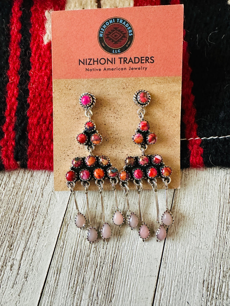 Pink Dreams Chandelier Dangle Earrings NT jewelry Nizhoni Traders LLC   