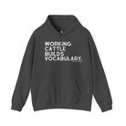Working Cattle Builds Vocabulary Hoodie Graphic Hoodie The Cinchy Cowgirl - Print Dark Heather S