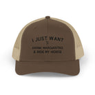 I Just Want To Drink Margaritas and Ride My Horse Trucker Hat Hats The Cinchy Cowgirl - Print Brown / Khaki One size