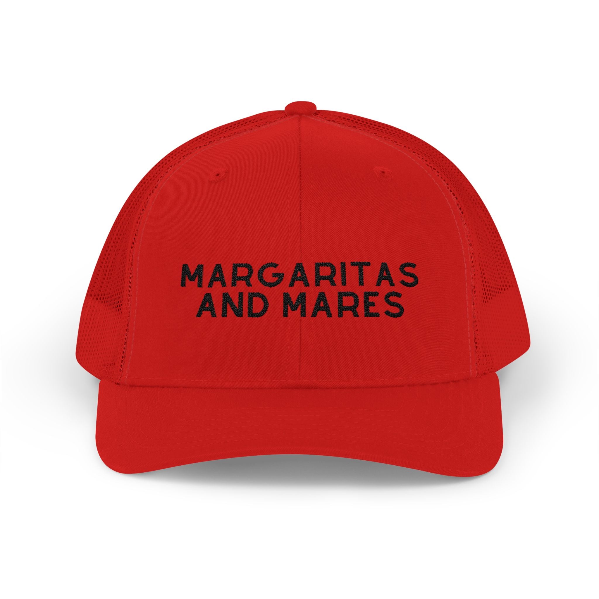 Embroidered Margaritas and Mares Trucker Hat Embroidered TCC Hat The Cinchy Cowgirl - Print Red