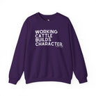Working Cattle Builds Character Pullover Sweatshirt The Cinchy Cowgirl - Print S Purple