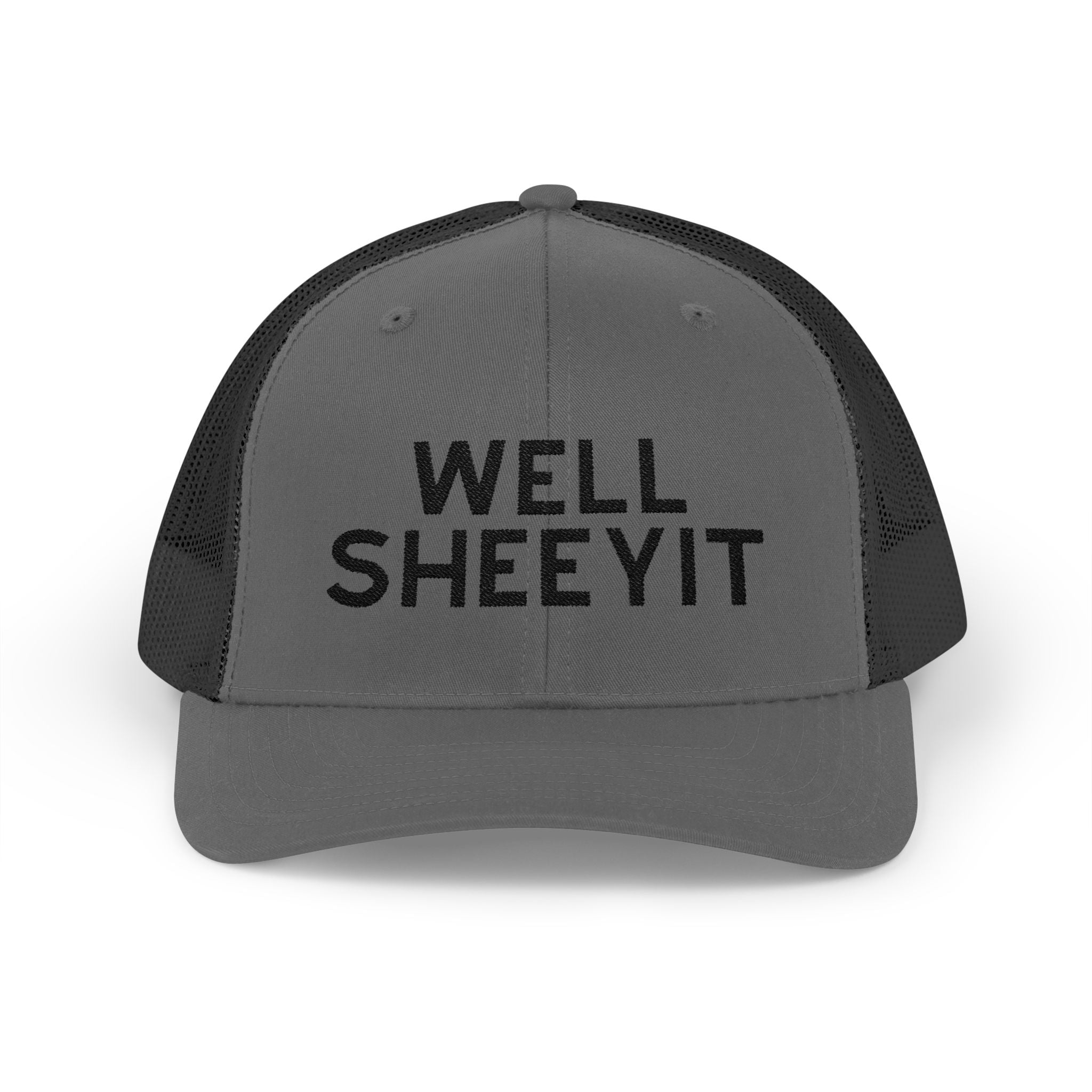 Well Sheeyit Trucker Hat Embroidered TCC Hat The Cinchy Cowgirl- Print Charcoal / Black