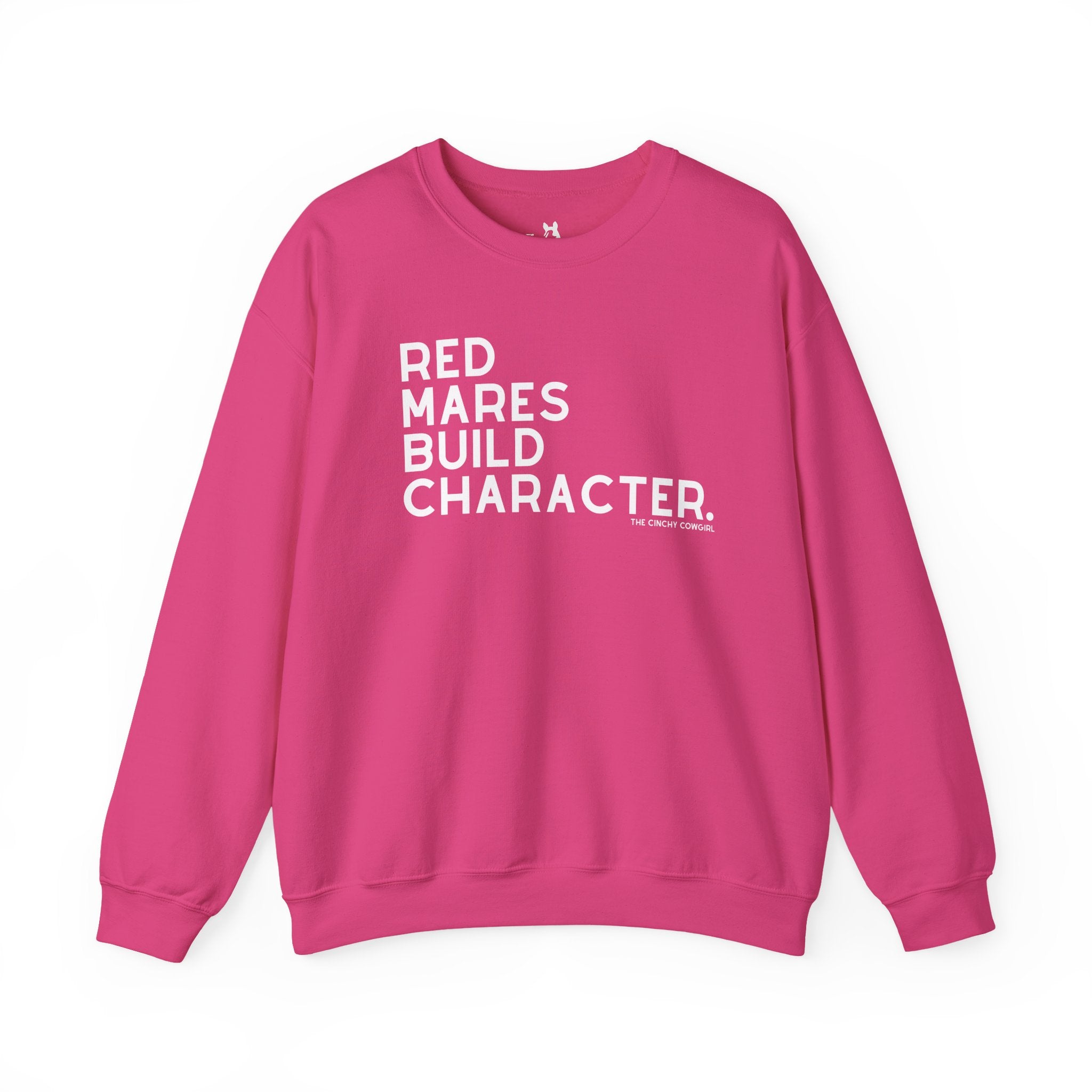 Red Mares Build Character Pullover Sweatshirt The Cinchy Cowgirl - Print S Heliconia