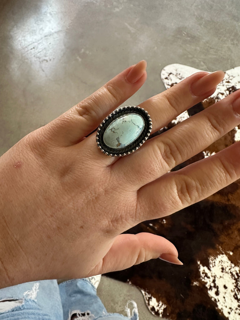 Cactus Blues Adjustable Ring NT jewelry Nizhoni Traders LLC   