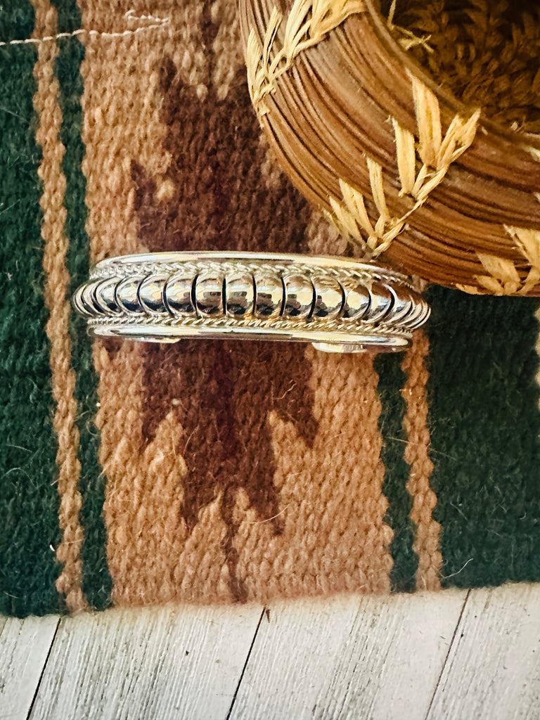 Navajo Hand Stamped Sterling Silver Bear Paw Cuff Bracelet NT jewelry Nizhoni Traders LLC   