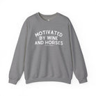 Motivated By Wine & Horses Fleece Pullover Sweatshirt The Cinchy Cowgirl - Print S Graphite Heather