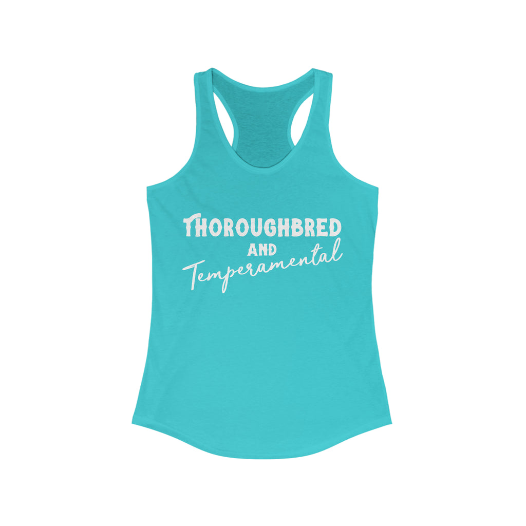 Thoroughbred & Temperamental Racerback Tank Horse Color Shirts Printify XS Solid Tahiti Blue 