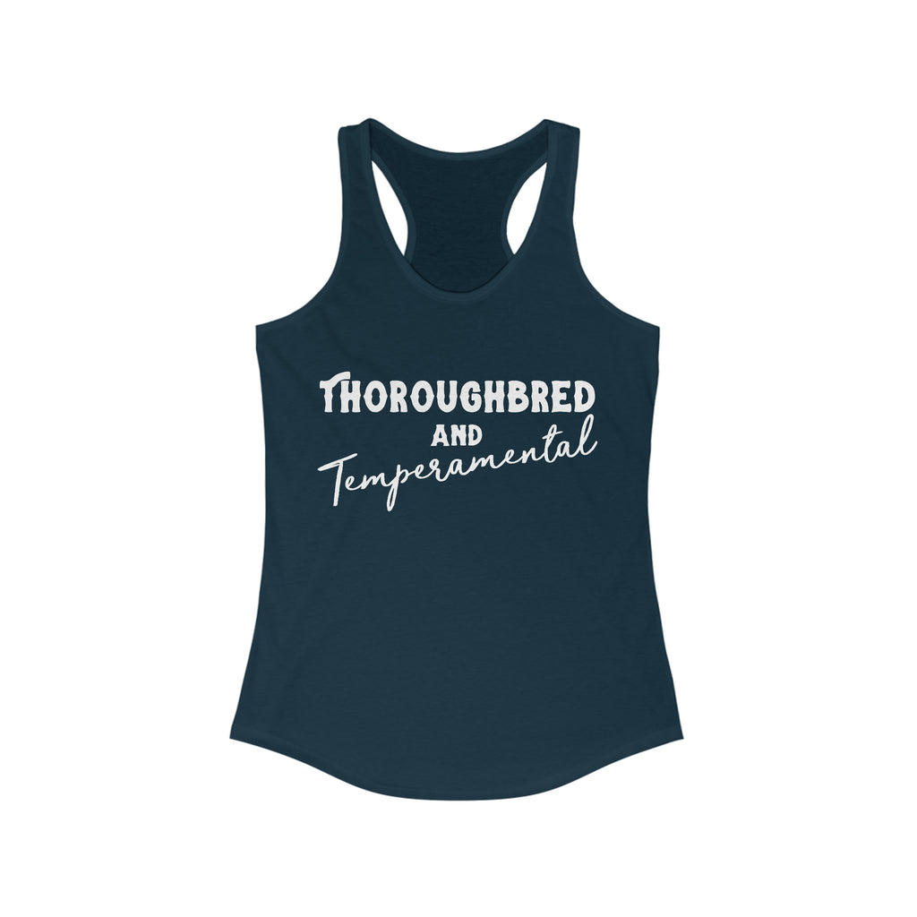 Thoroughbred & Temperamental Racerback Tank Horse Color Shirts Printify XS Solid Midnight Navy 