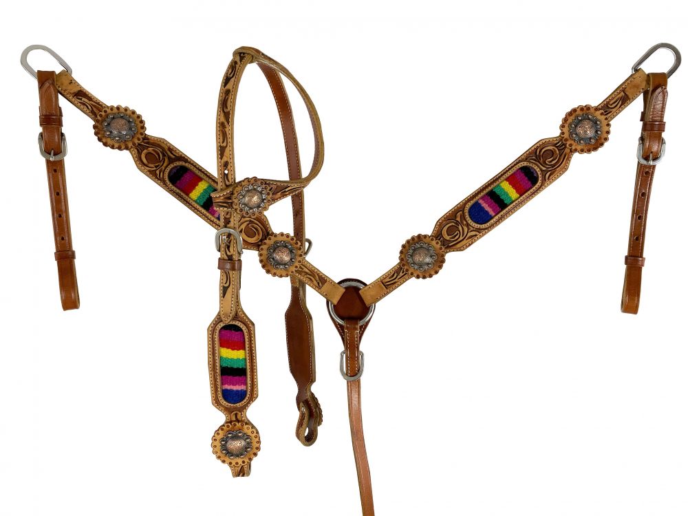 Serape Blanket Inlay Headstall Set headstall set Shiloh   