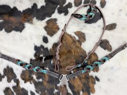 Teal Miracle Braid One Ear Headstall Set headstall set Shiloh   