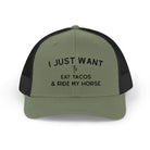 Embroidered I Just Want To Eat Tacos & Ride My Horse Trucker Hat Embroidered TCC Hat The Cinchy Cowgirl - Print