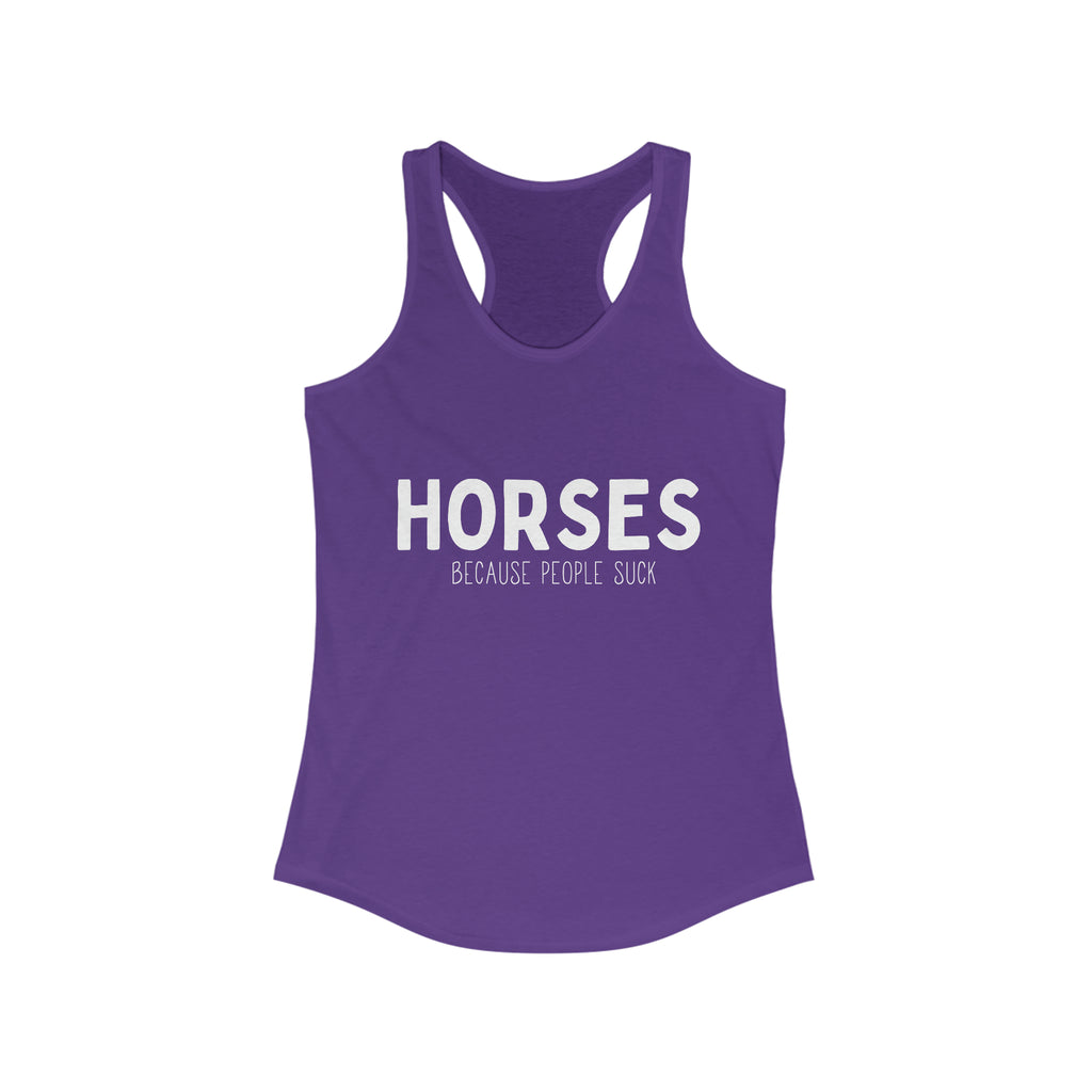 Horses Because People Suck Racerback Tank tcc graphic tee Printify S Solid Purple Rush 