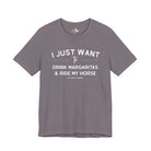 I Just Want To Drink Margaritas And Ride My Horses Short Sleeve Tee T-Shirt The Cinchy Cowgirl - Print Storm XS