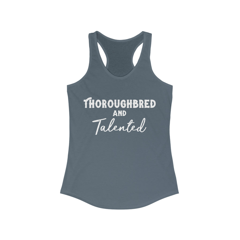 Thoroughbred & Talented Racerback Tank Horse Color Shirts Printify XS Solid Indigo 