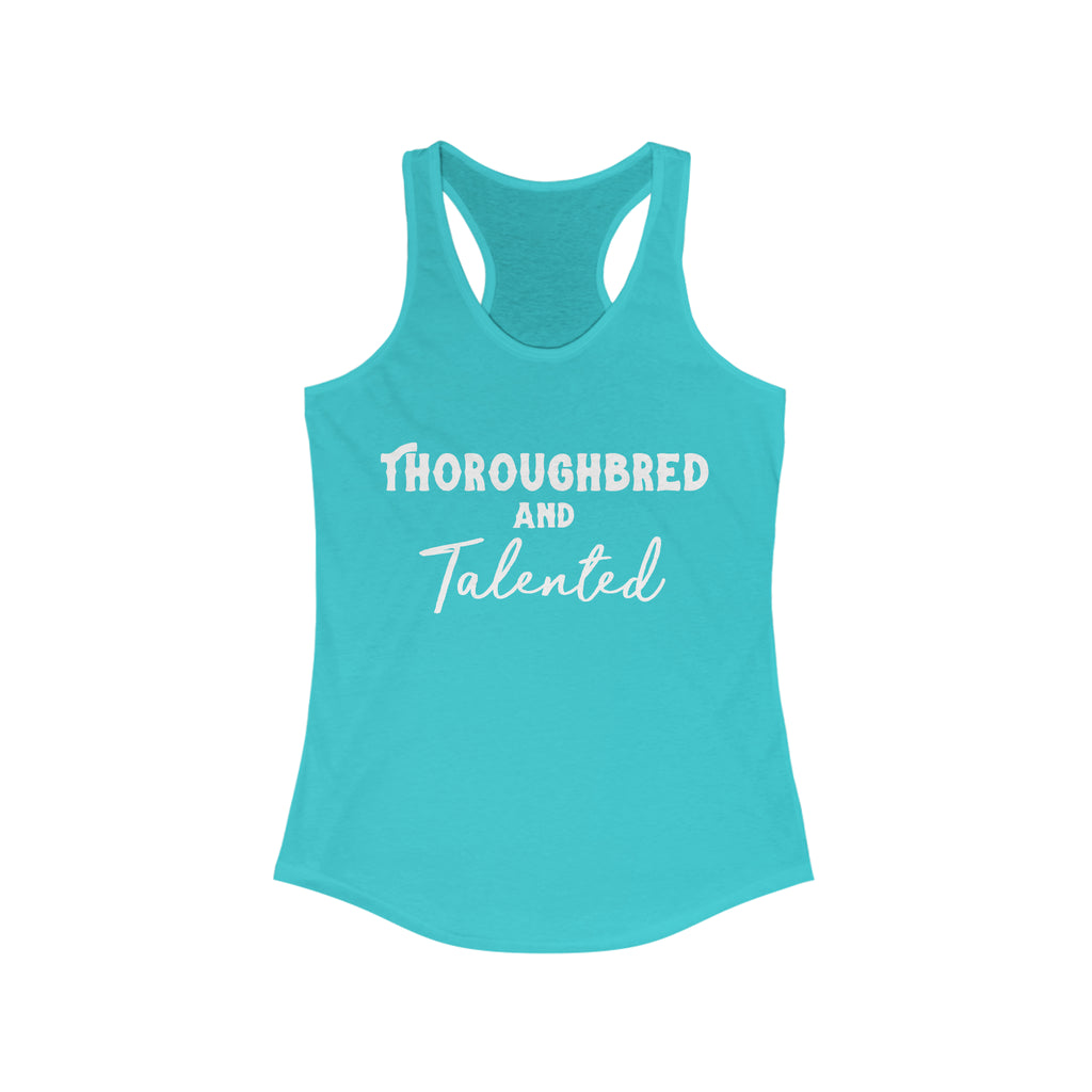 Thoroughbred & Talented Racerback Tank Horse Color Shirts Printify S Solid Tahiti Blue 