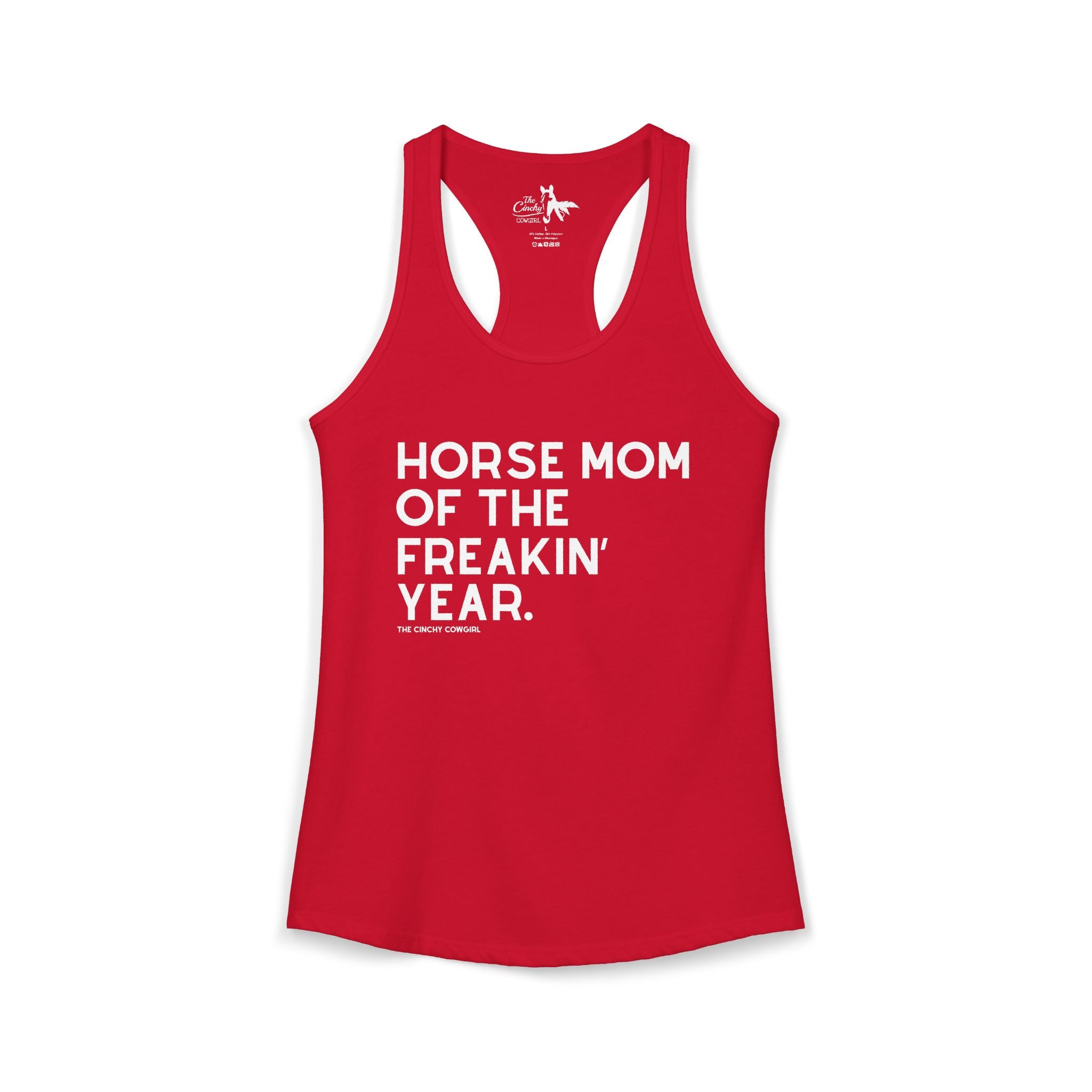 Horse Mom of the Freakin' Year Tank Top graphic tank The Cinchy Cowgirl - Print XS Solid Red