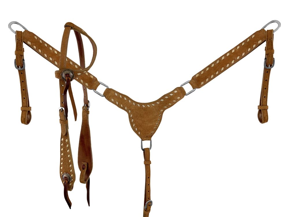 One Ear Roughout Buckstitch Headstall Set headstall set Shiloh   