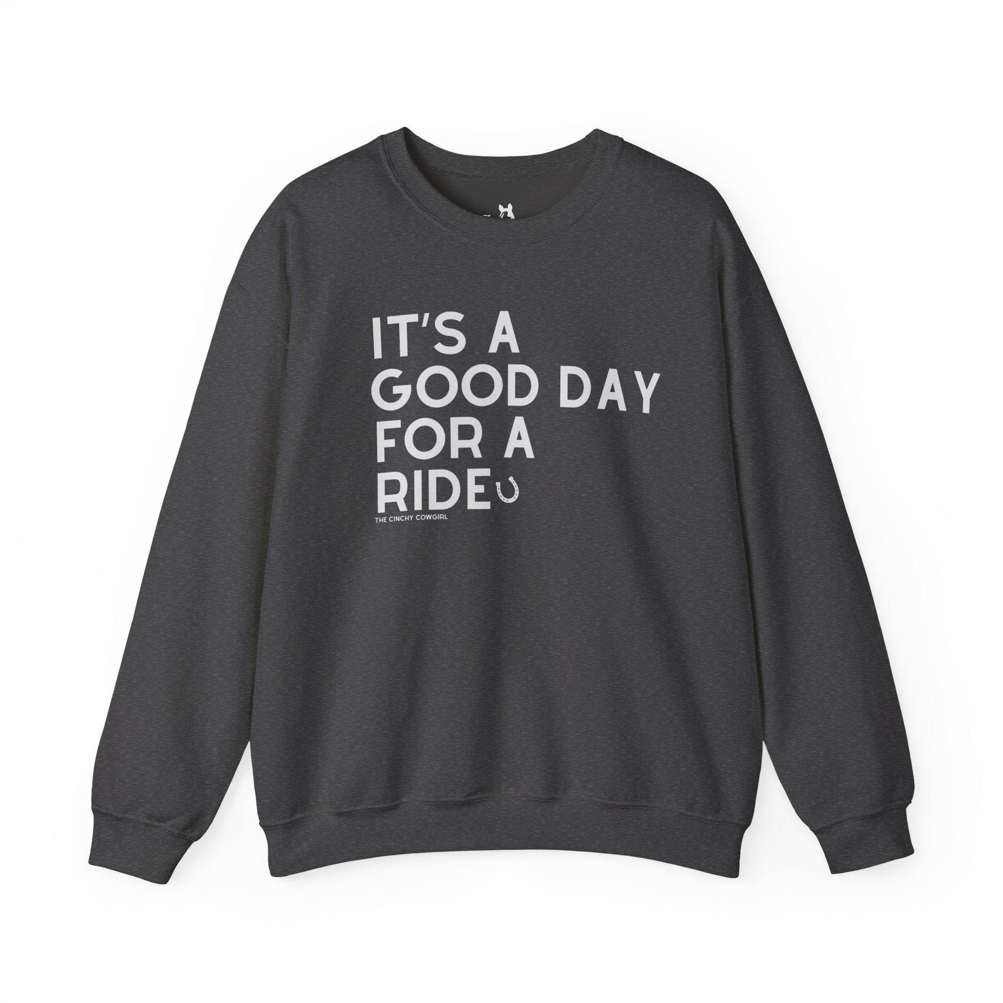 It's A Good Day For A Ride Fleece Pullover Sweatshirt The Cinchy Cowgirl - Print S Dark Heather