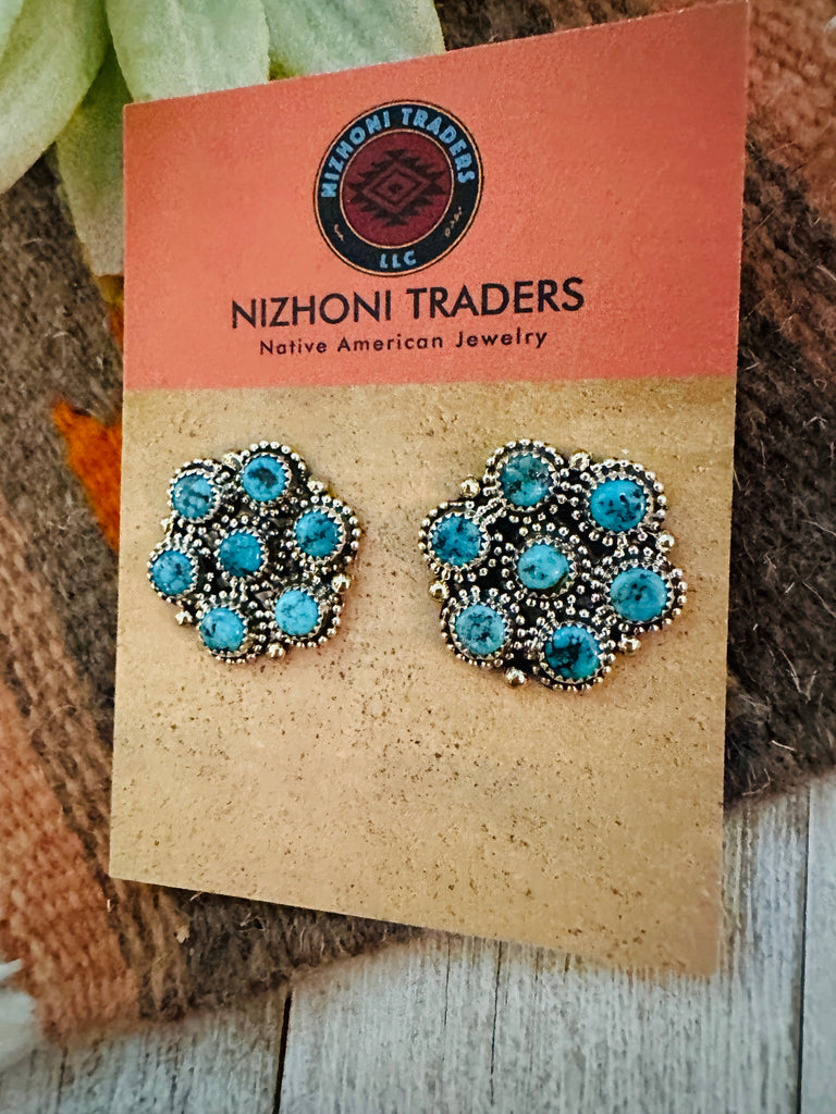 Kingman Floral Cluster Earrings NT jewelry Nizhoni Traders LLC   
