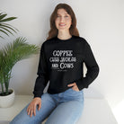 Coffee Cuss Words & Cows Crewneck Sweatshirt Sweatshirt Printify   