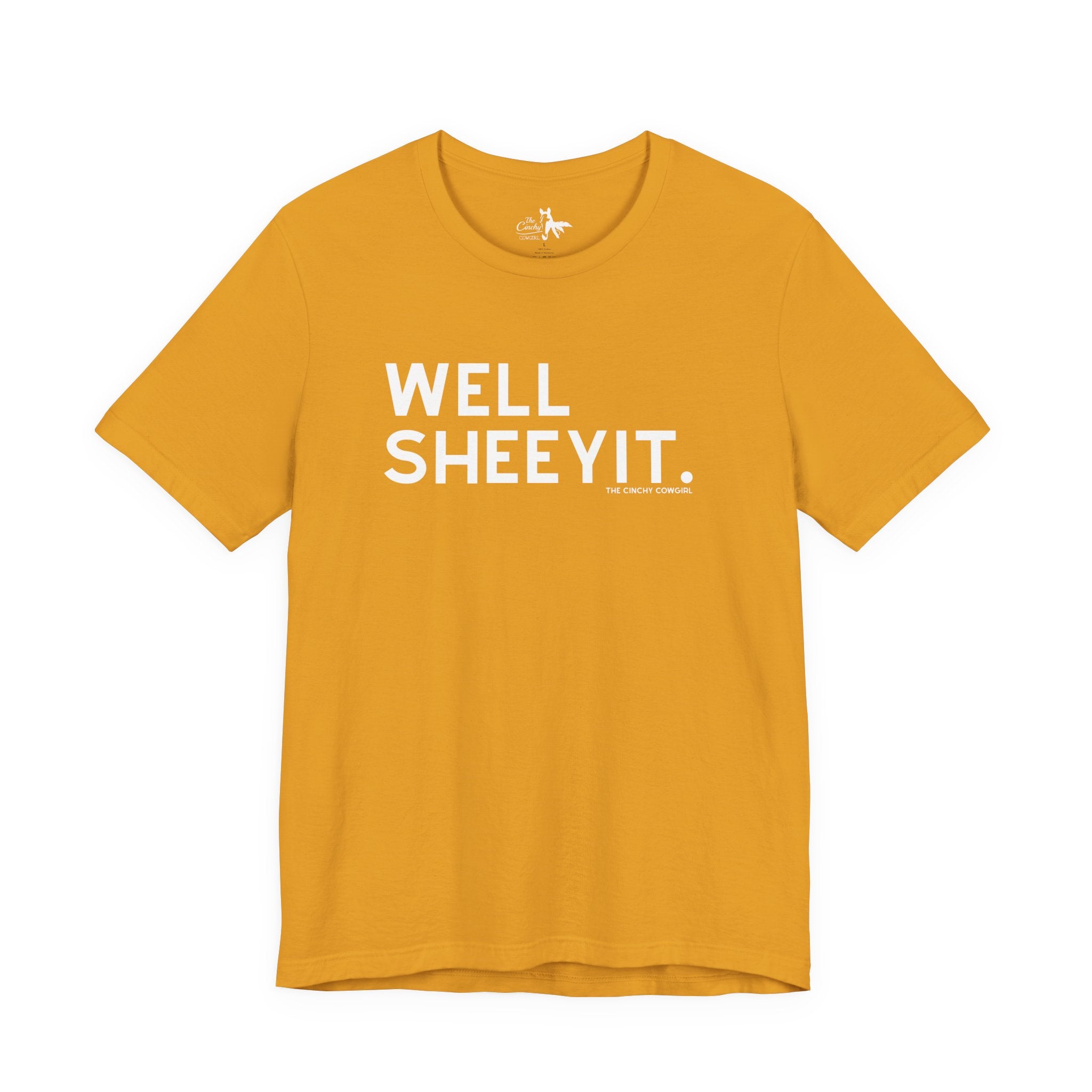 Well Sheeyit Short Sleeve Tee Graphic Tee The Cinchy Cowgirl - Print Mustard XS