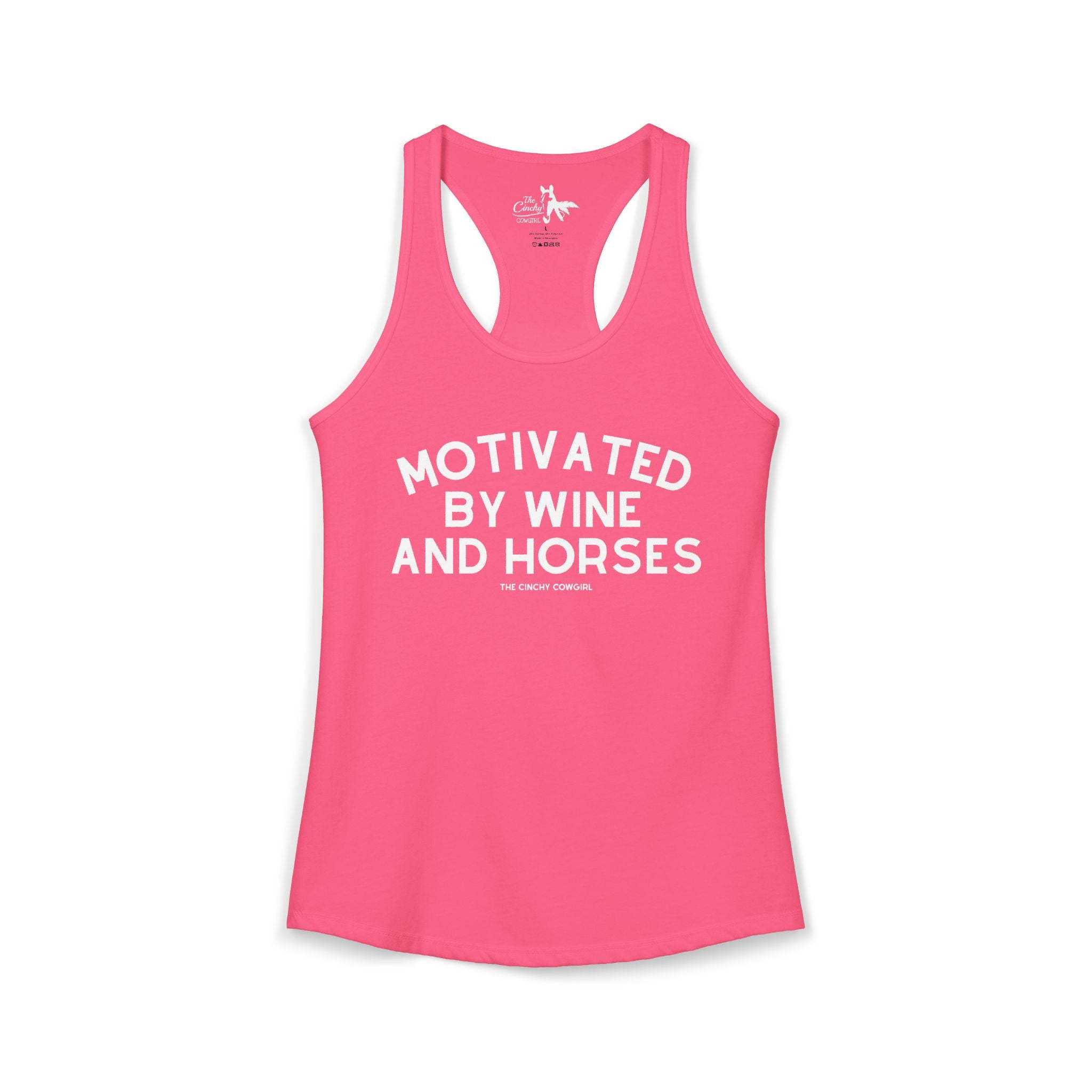 Motivated By Wine & Horses Tank Top Tank Top The Cinchy Cowgirl - Print XS Solid Hot Pink