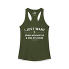 I Just Want to Drink Margaritas And Ride My Horse Tank Top Tank Top The Cinchy Cowgirl - Print XS Solid Military Green