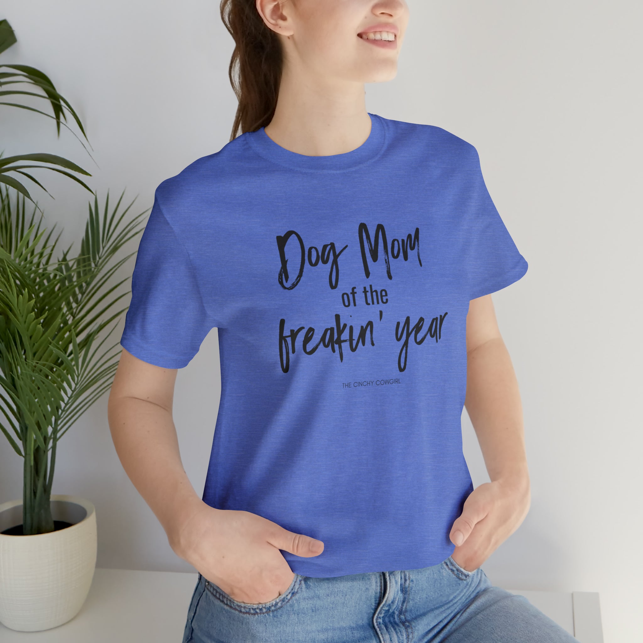 Dog Mom of the Freakin' Year Short Sleeve Tee tcc graphic tee Printify Heather Columbia Blue XS 