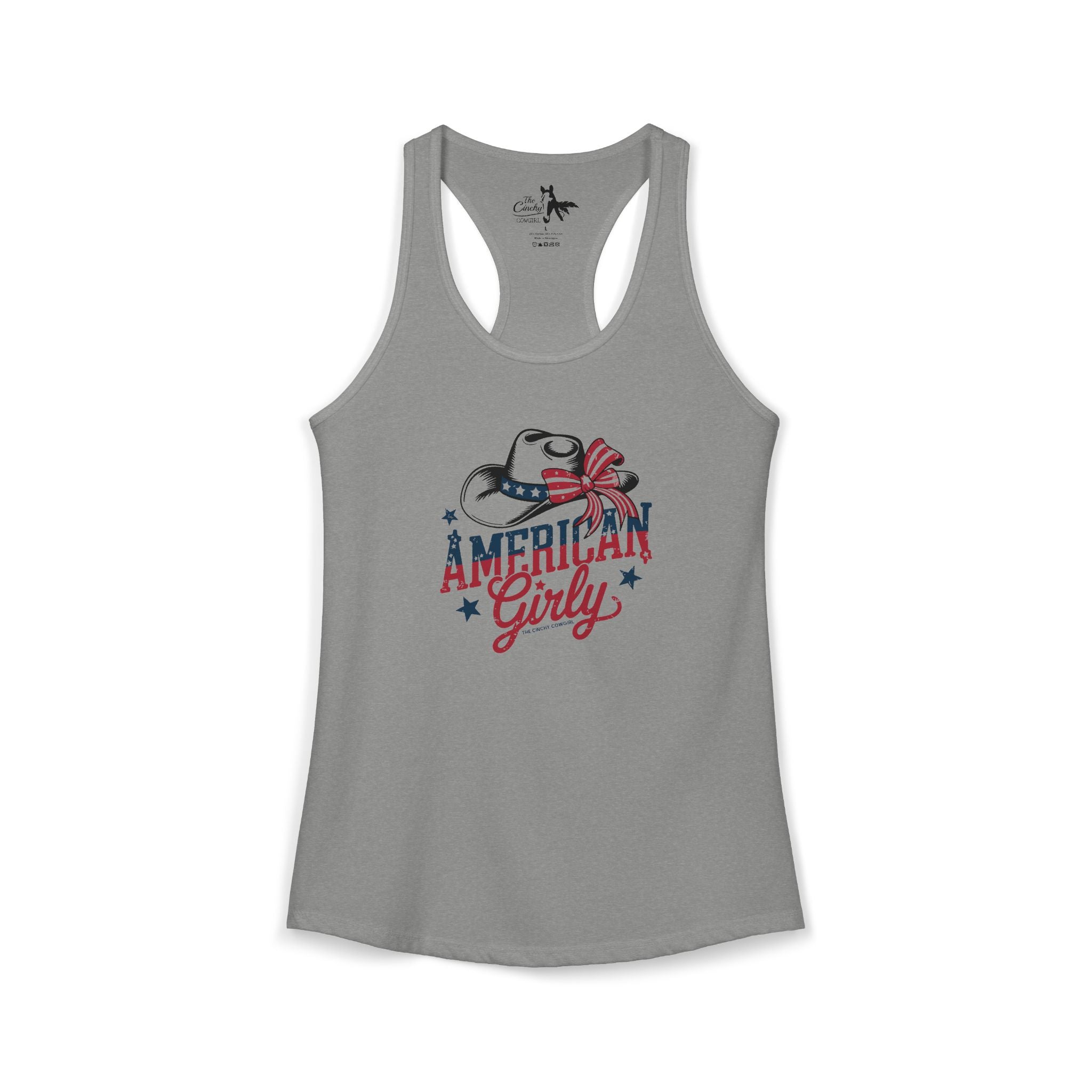 American Girly Tank Top Tank Top The Cinchy Cowgirl - Print XS Heather Grey