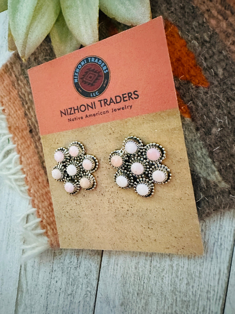 Queen Pink Flower Cluster Earrings NT jewelry Nizhoni Traders LLC   