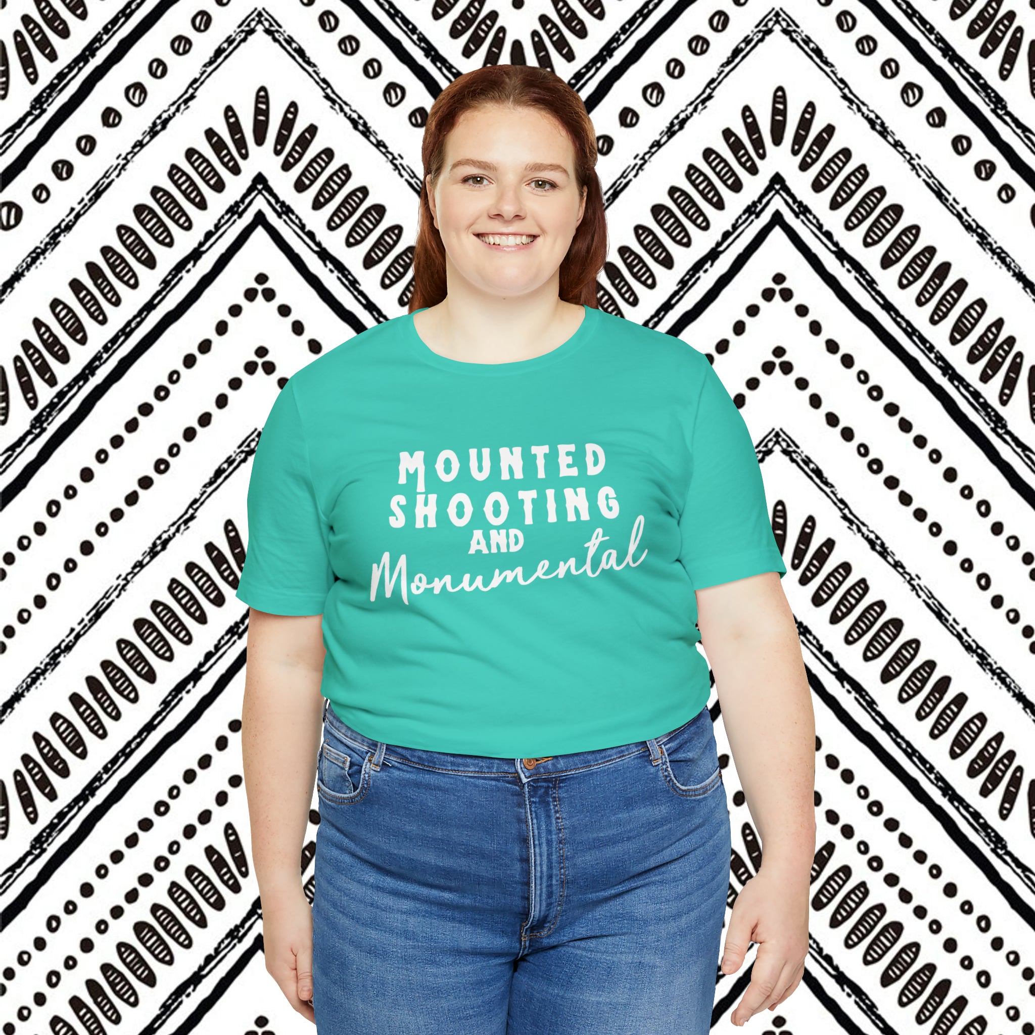 Mounted Shooting & Monumental Short Sleeve Tee Horse Riding Discipline Tee Printify   