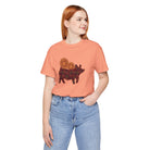 Burgundy Sunflower Show Pig Short Sleeve Graphic Tee T-Shirt Printify