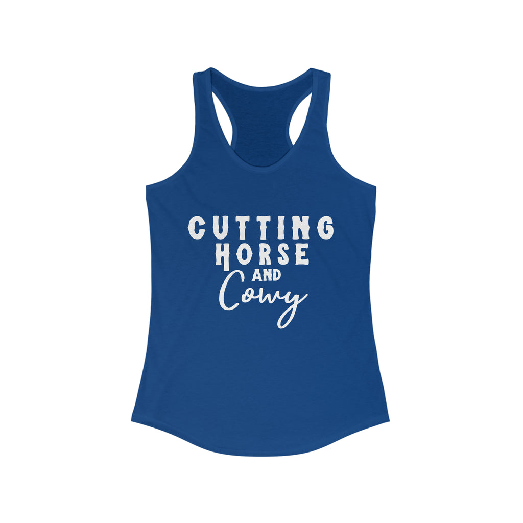 Cutting Horse & Cowy Racerback Tank Horse Riding Discipline Tee Printify S Solid Royal 