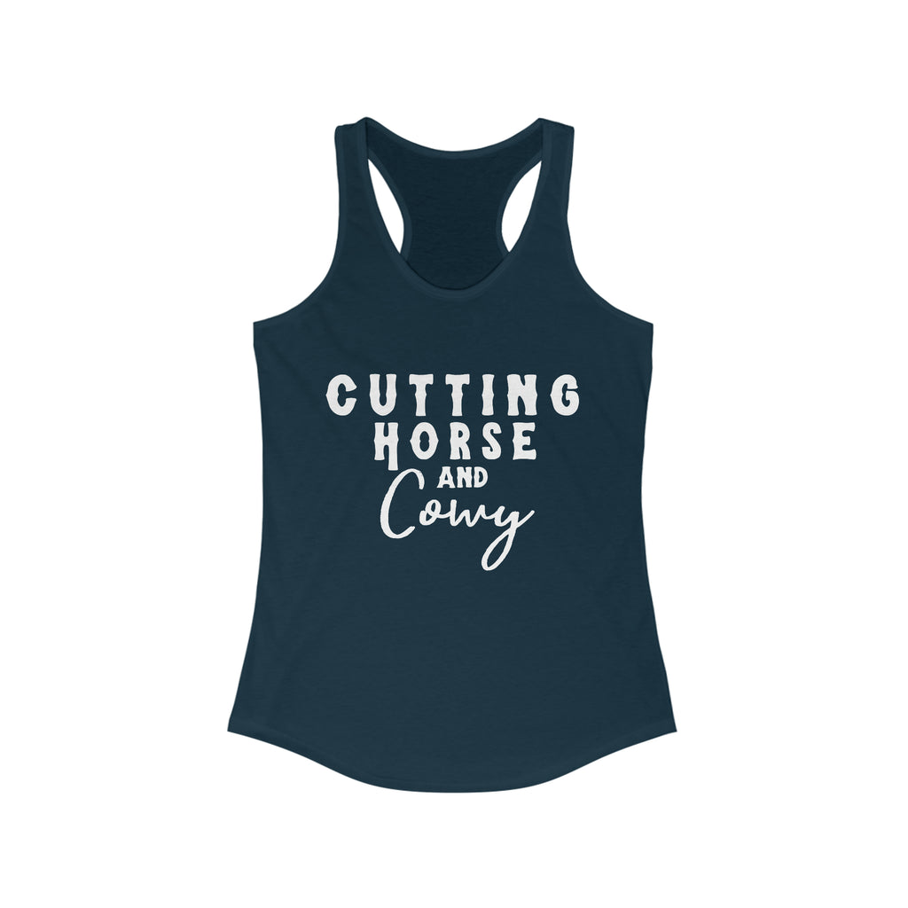 Cutting Horse & Cowy Racerback Tank Horse Riding Discipline Tee Printify XS Solid Midnight Navy 