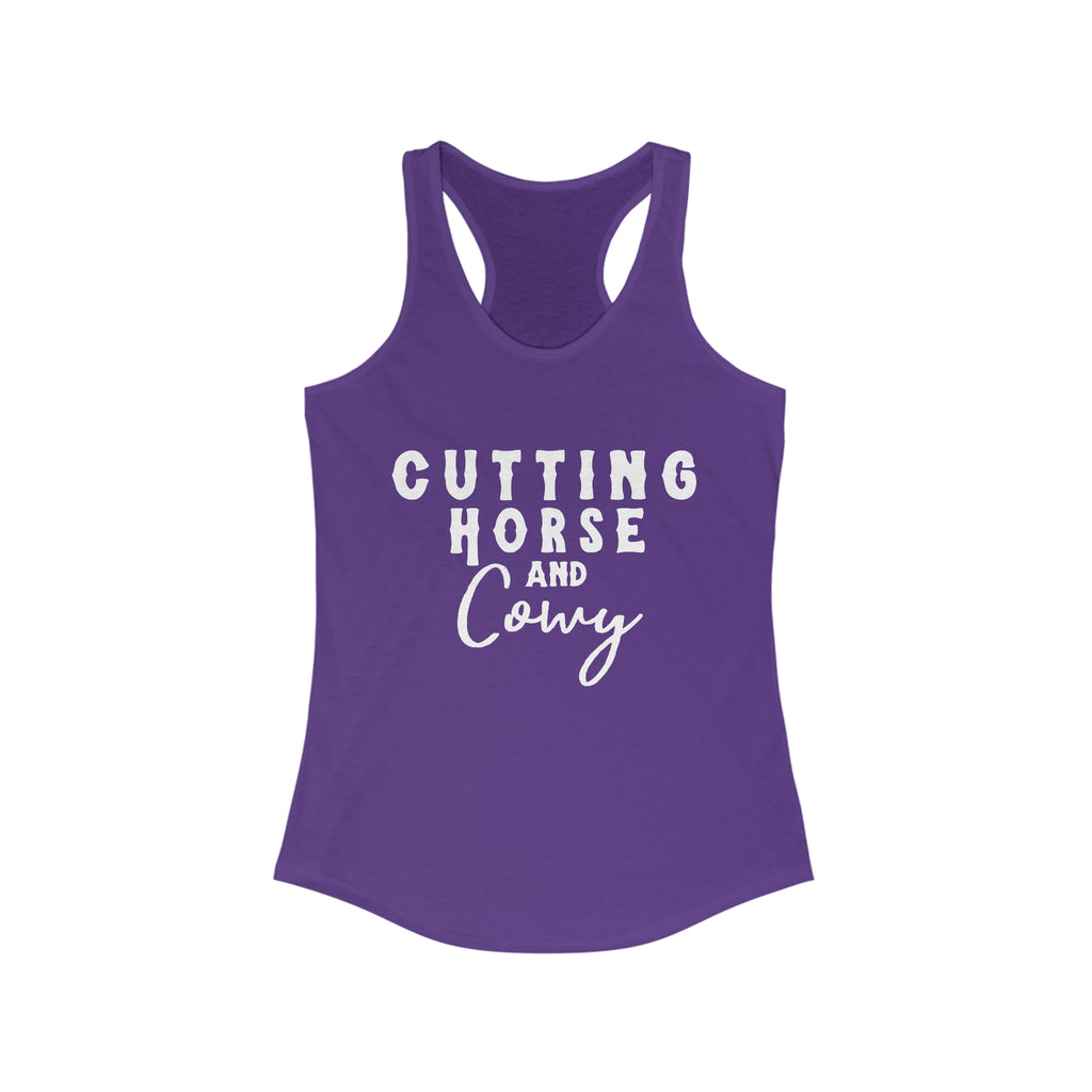 Cutting Horse & Cowy Racerback Tank Horse Riding Discipline Tee Printify XS Solid Purple Rush 