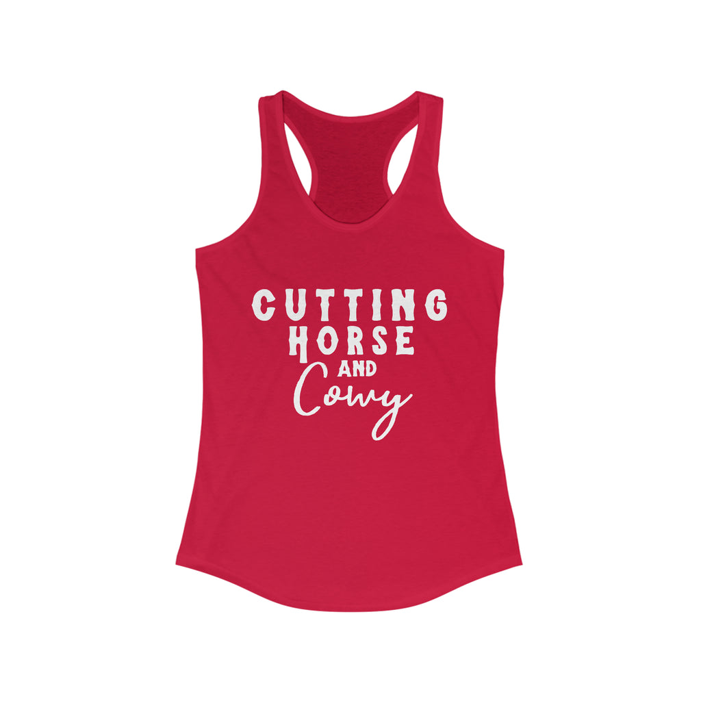 Cutting Horse & Cowy Racerback Tank Horse Riding Discipline Tee Printify XS Solid Red 