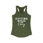 Cutting Horse & Cowy Racerback Tank Horse Riding Discipline Tee Printify XS Solid Military Green