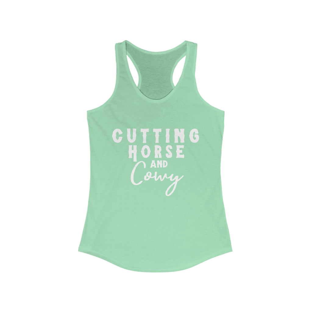 Cutting Horse & Cowy Racerback Tank Horse Riding Discipline Tee Printify XS Solid Mint 