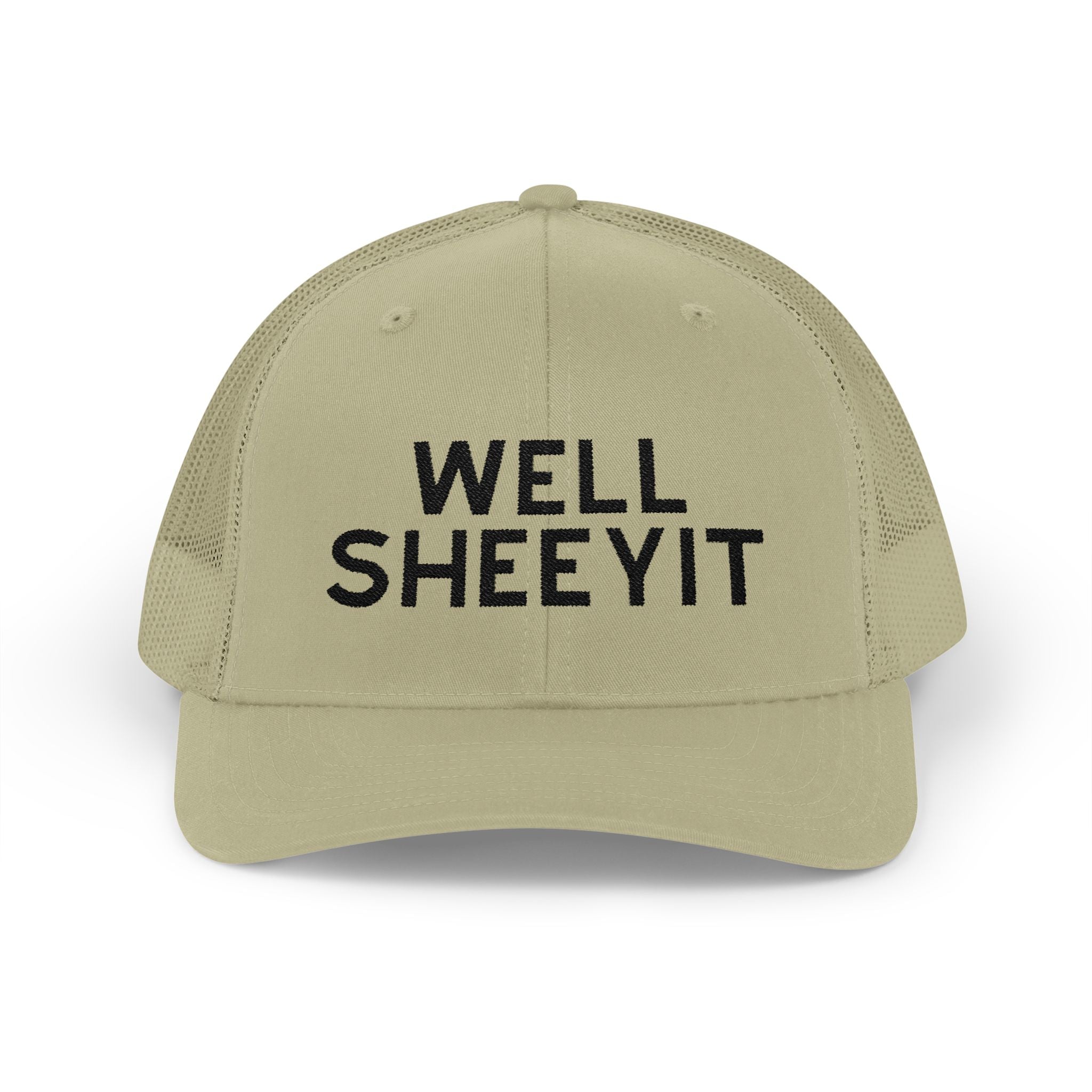 Well Sheeyit Trucker Hat Embroidered TCC Hat The Cinchy Cowgirl- Print Khaki