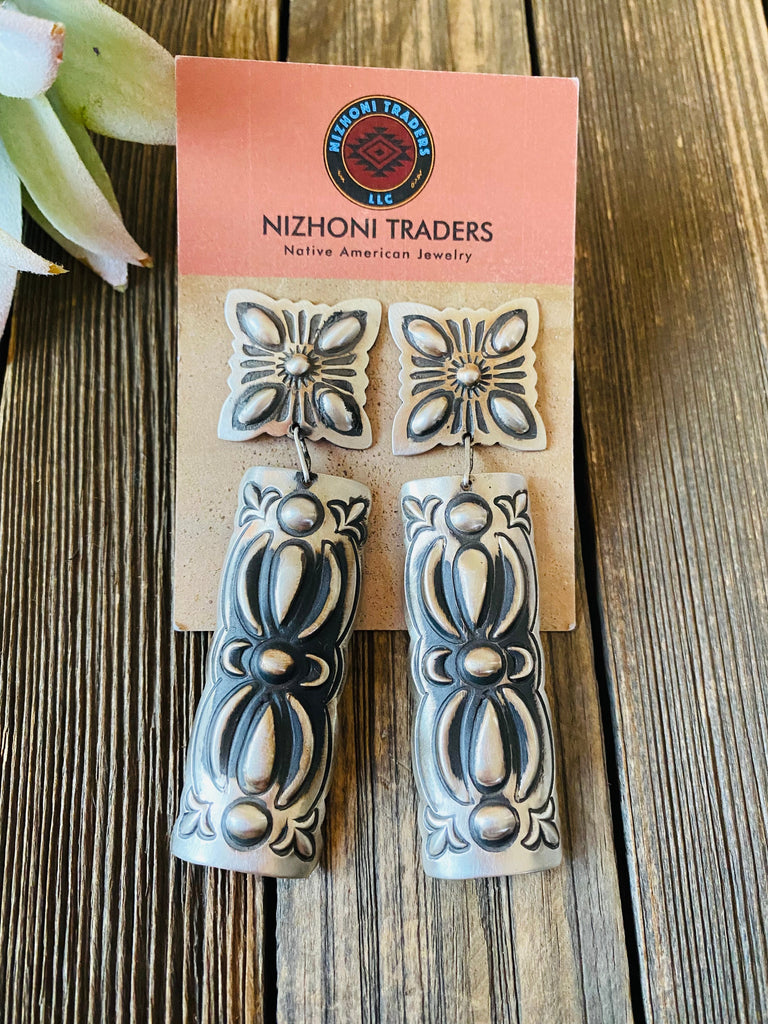 Concho Dangle Earrings NT jewelry Nizhoni Traders LLC   