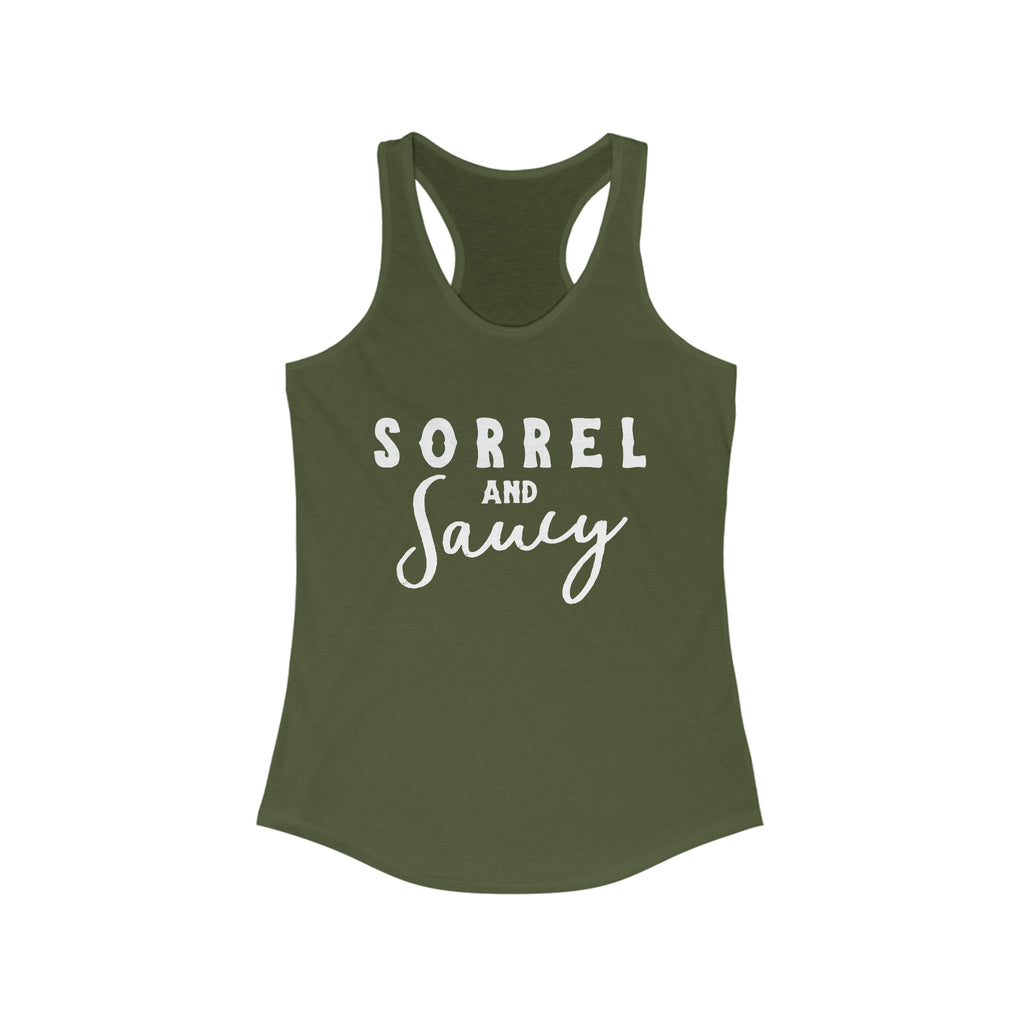 Sorrel & Saucy Racerback Tank Horse Color Shirts Printify   
